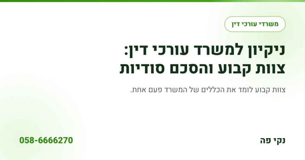 ניקיון למשרד עורכי דין: צוות קבוע והסכם סודיות